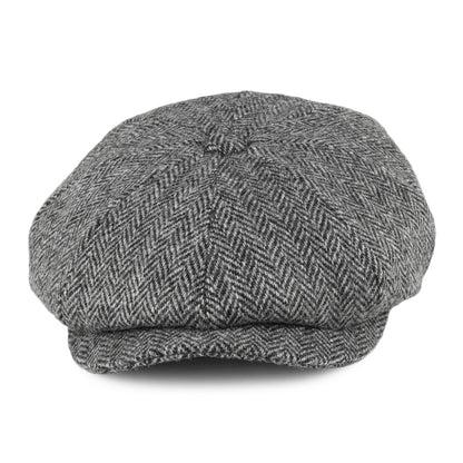 Casquette Gavroche en HARRIS TWEED Castlebay noir-gris JAXON & JAMES