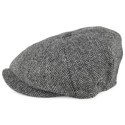 Casquette Gavroche en HARRIS TWEED Castlebay noir-gris JAXON & JAMES