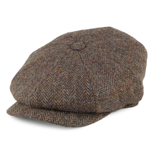 Casquette Gavroche en HARRIS TWEED Northbay olive-marron JAXON & JAMES