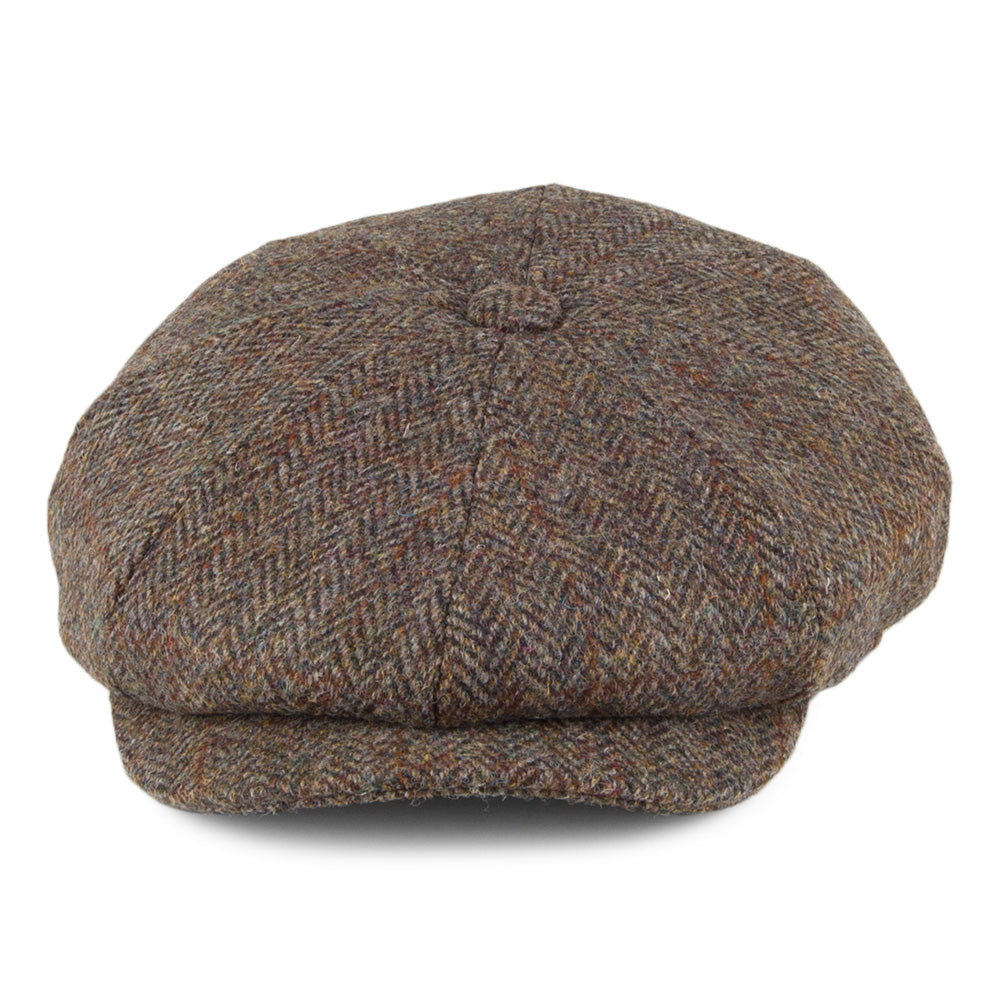Casquette Gavroche en HARRIS TWEED Northbay olive-marron JAXON & JAMES