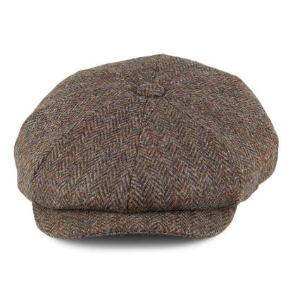 Casquette Gavroche en HARRIS TWEED Northbay olive-marron JAXON & JAMES