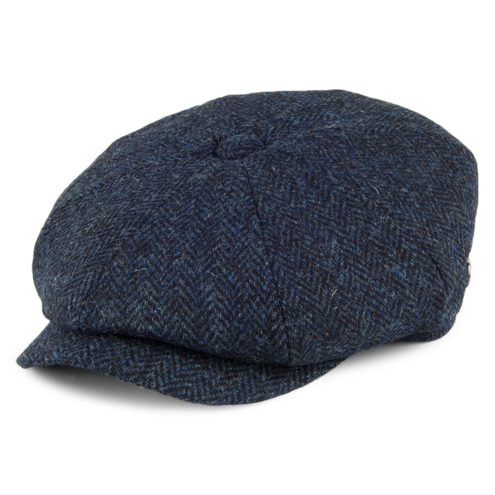 Casquette Gavroche en HARRIS TWEED Skye bleu-noir JAXON & JAMES