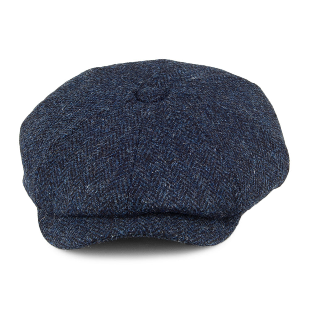 Casquette Gavroche en HARRIS TWEED Skye bleu-noir JAXON & JAMES