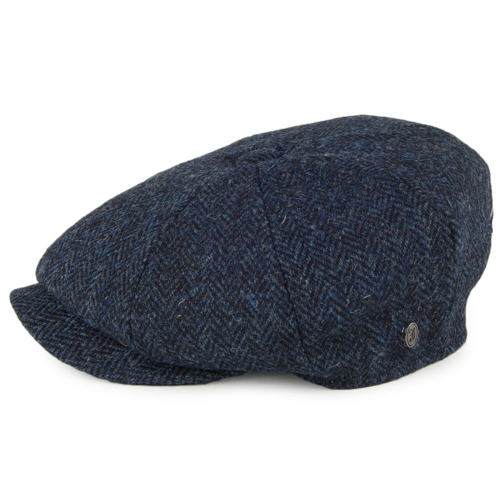 Casquette Gavroche en HARRIS TWEED Skye bleu-noir JAXON & JAMES