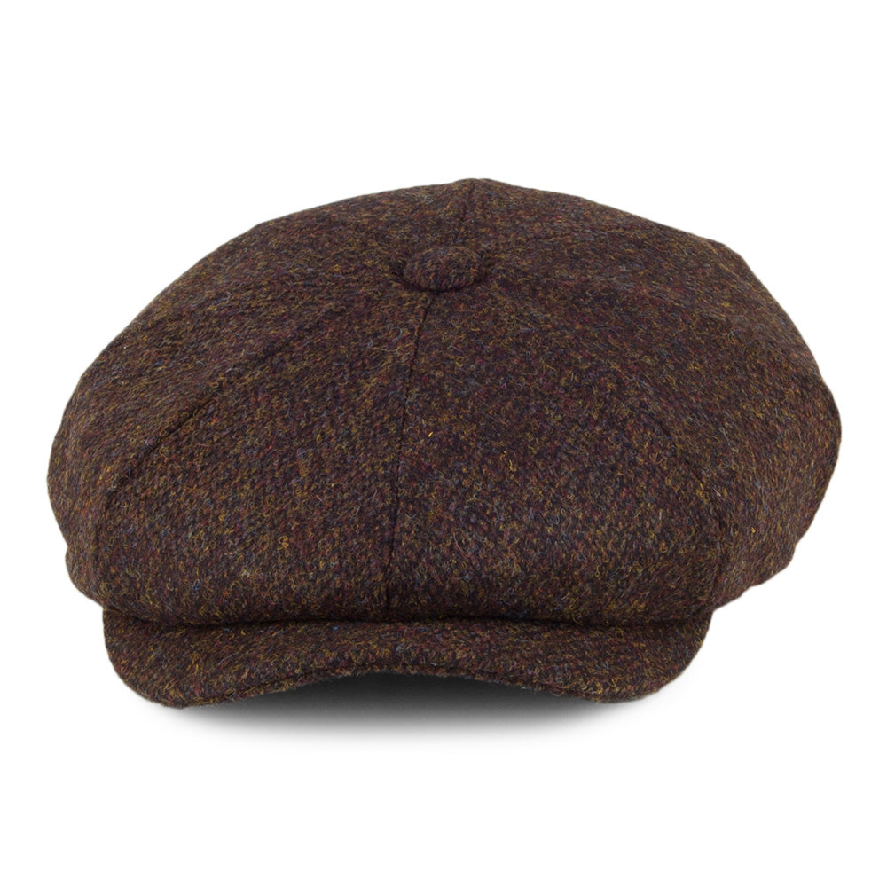 Casquette Gavroche en HARRIS TWEED Arnol mousse-marron JAXON & JAMES