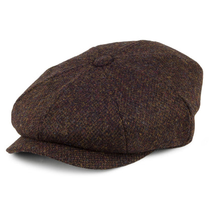Casquette Gavroche en HARRIS TWEED Arnol mousse-marron JAXON & JAMES