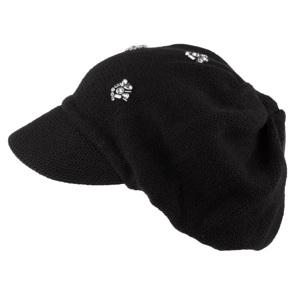 Casquette Gavroche avec Strass noir SCALA