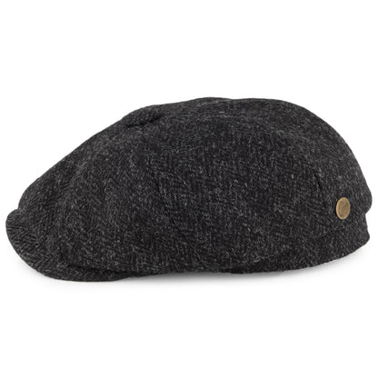 Casquette Gavroche en HARRIS TWEED à 8 pans anthracite OLNEY