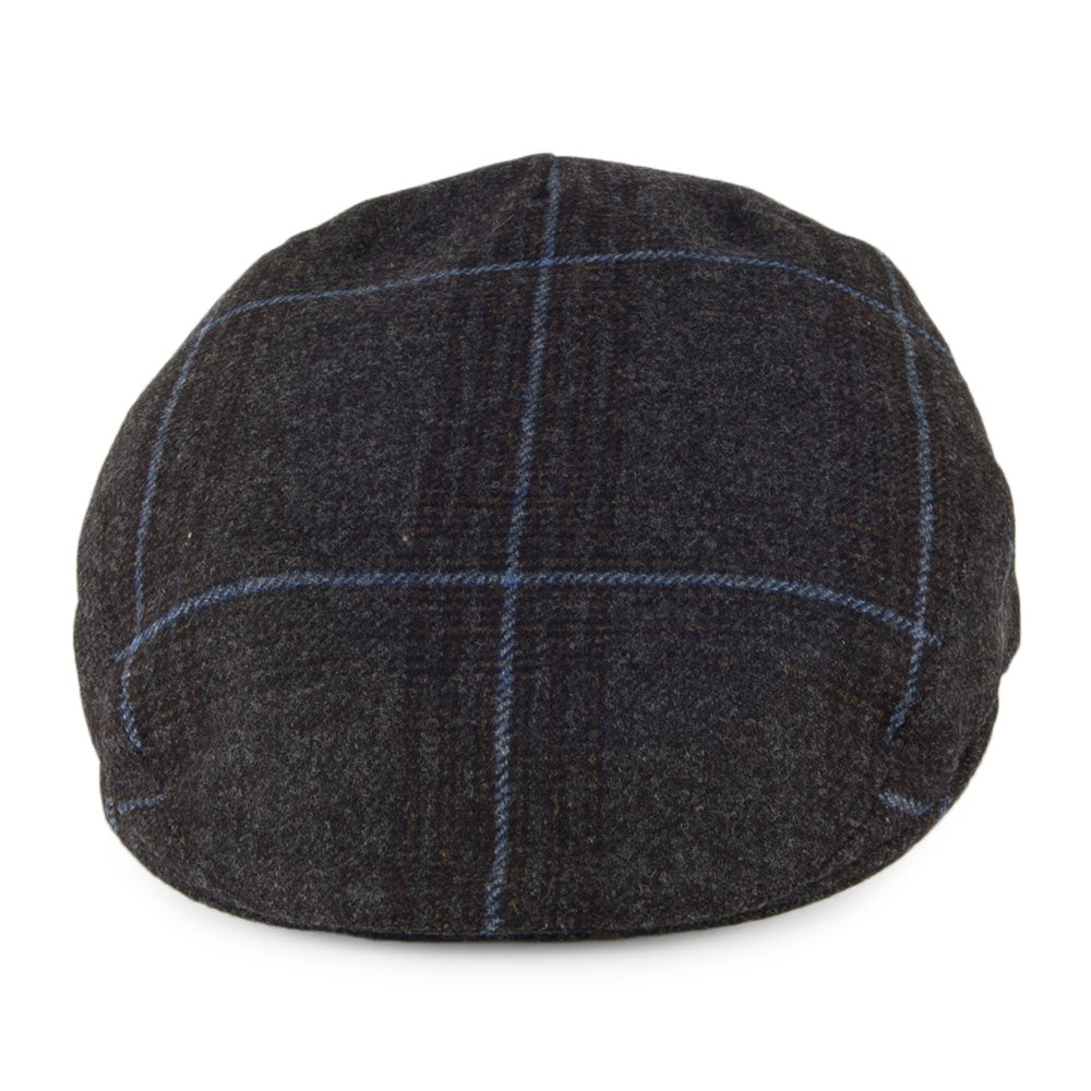 Casquette Plate en Tweed Saxon Kinloch charbon-bleu OLNEY