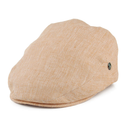 Casquette Plate en Lin à Petits Chevrons ocre CITY SPORT