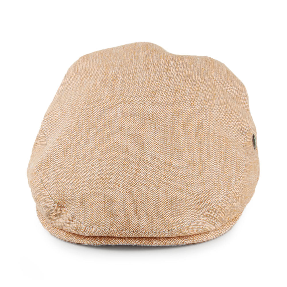 Casquette Plate en Lin à Petits Chevrons ocre CITY SPORT