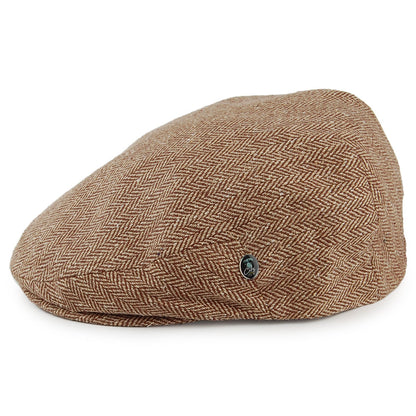 Casquette Plate en Pure Soie à Chevrons marron-beige sable CITY SPORT