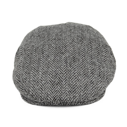 Casquette Plate en HARRIS TWEED à Chevrons Kinloch noir-gris JAXON & JAMES