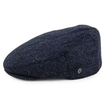 Casquette Plate en HARRIS TWEED à Chevrons Ardmore bleu-noir JAXON & JAMES