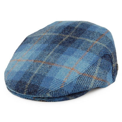 Casquette Plate en HARRIS TWEED Bay River bleu-bleu marine JAXON & JAMES