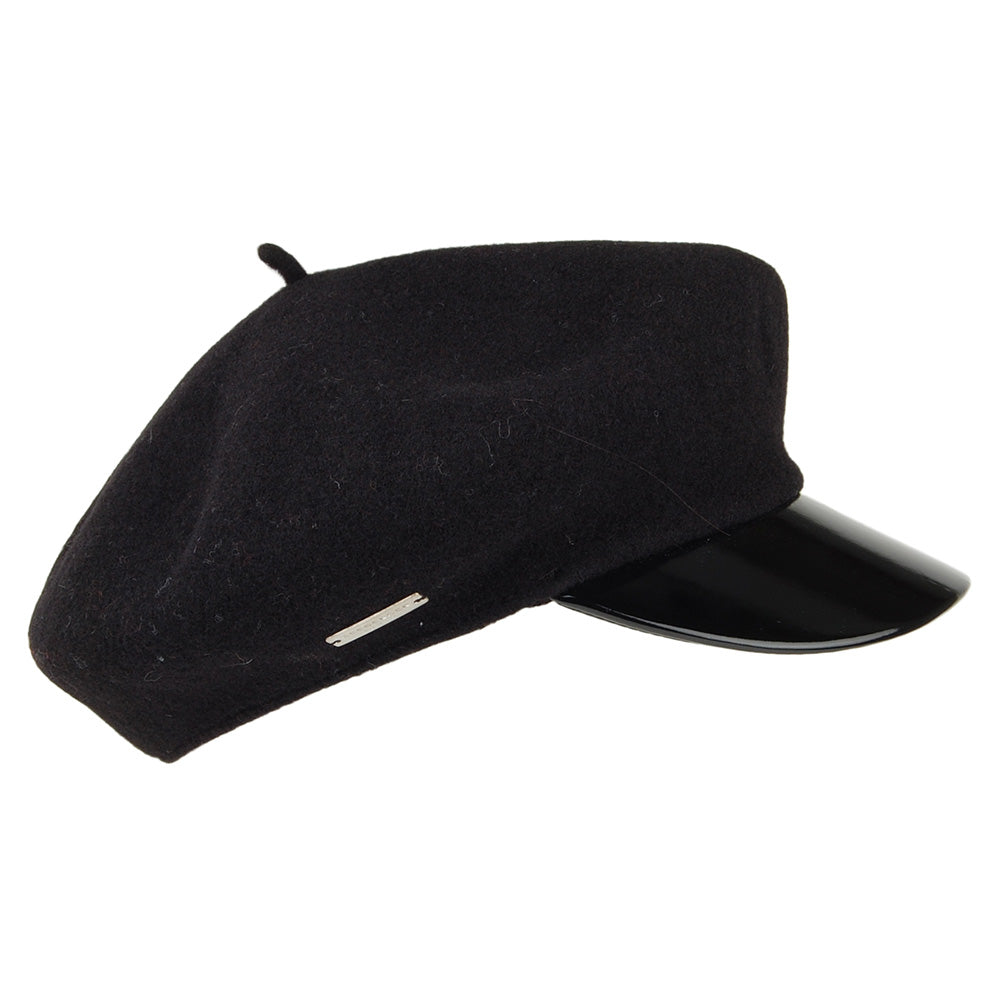 Casquette Gavroche en Laine noir SEEBERGER