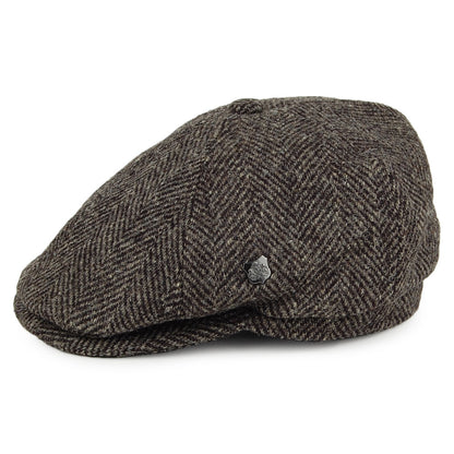 Casquette Gavroche en HARRIS TWEED à Chevrons Hudson gris-noir FAILSWORTH