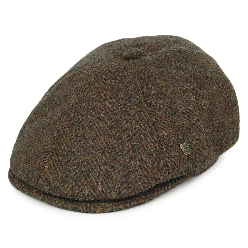 Casquette Gavroche en HARRIS TWEED à Chevrons Hudson marron FAILSWORTH
