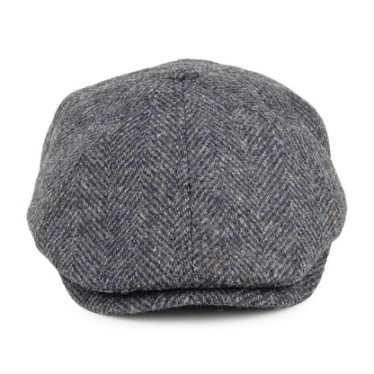 Casquette Gavroche en HARRIS TWEED à Chevrons Hudson bleu-gris FAILSWORTH