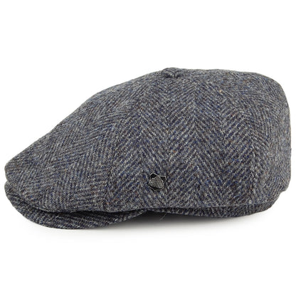 Casquette Gavroche en HARRIS TWEED à Chevrons Hudson bleu-gris FAILSWORTH