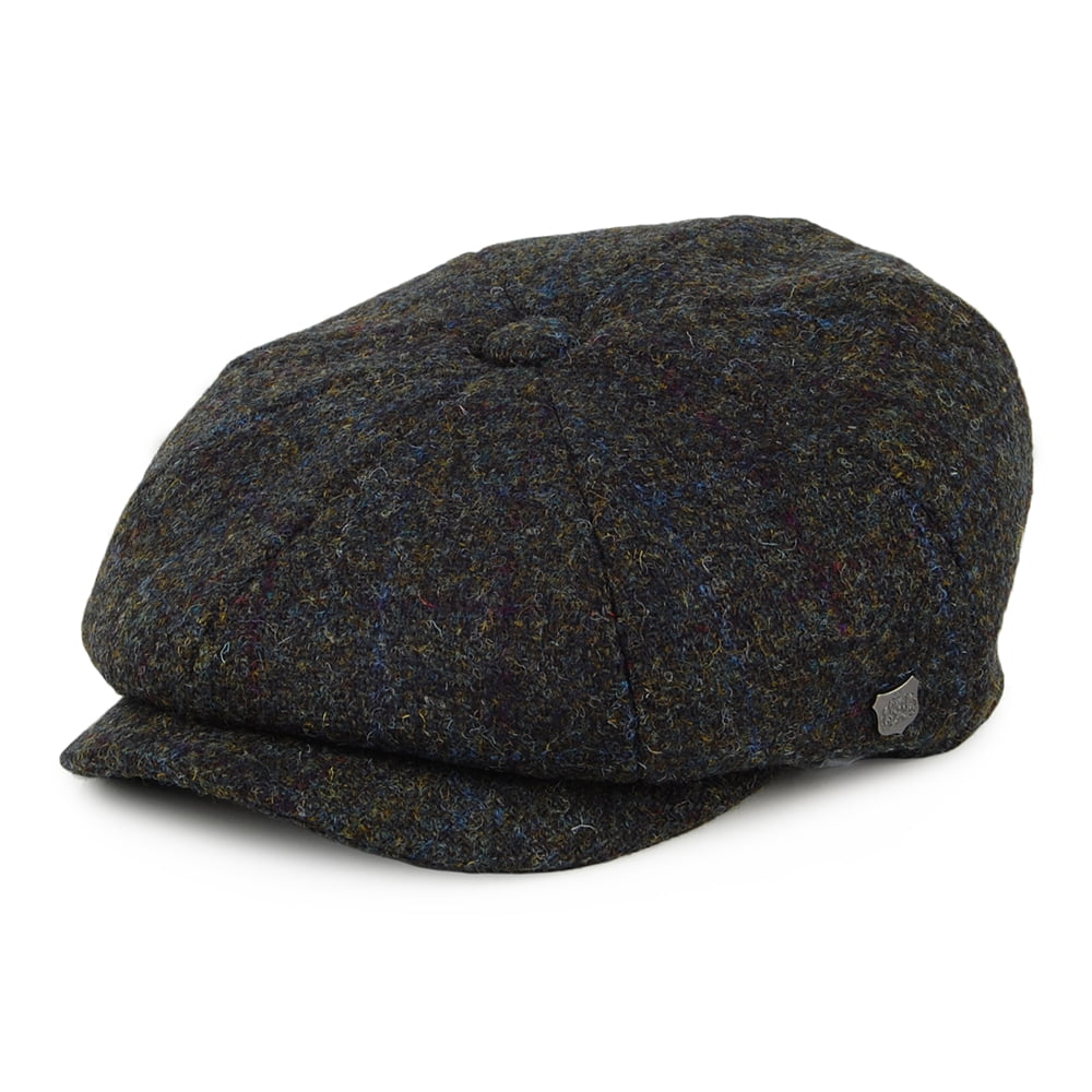 Casquette Gavroche en HARRIS TWEED à Chevrons Carloway mousse-bleu FAILSWORTH