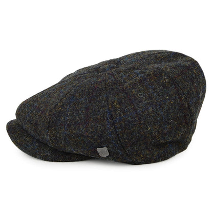 Casquette Gavroche en HARRIS TWEED à Chevrons Carloway mousse-bleu FAILSWORTH