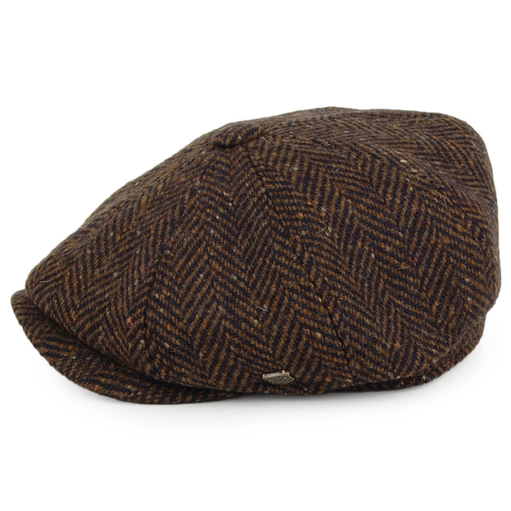 Casquette Gavroche en Tweed du Donegal à Chevrons Malmo marron FAILSWORTH