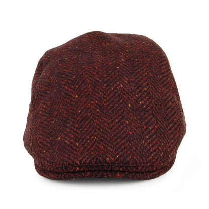 Casquette Plate en Tweed du Donegal à Chevrons Stockholm bordeaux FAILSWORTH