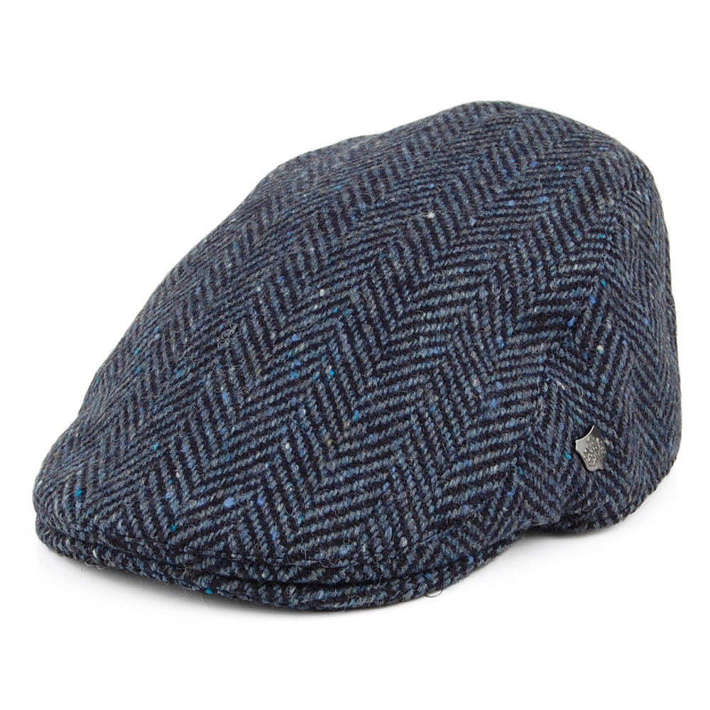 Casquette Plate en Tweed du Donegal à Chevrons Stockholm bleu-multi FAILSWORTH