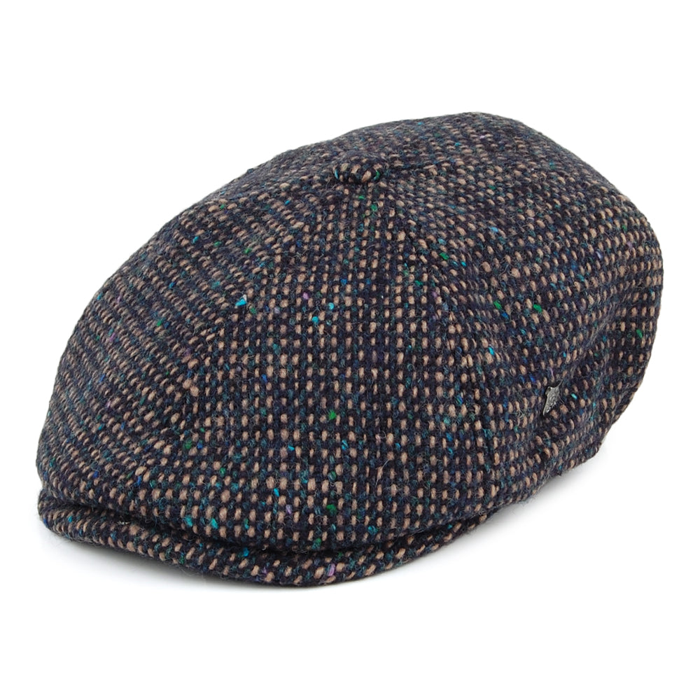Casquette Gavroche en Tweed du Donegal Hudson mélange de bleus FAILSWORTH