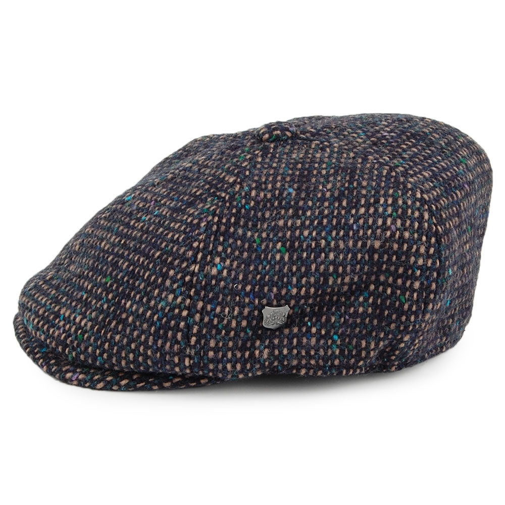 Casquette Gavroche en Tweed du Donegal Hudson mélange de bleus FAILSWORTH