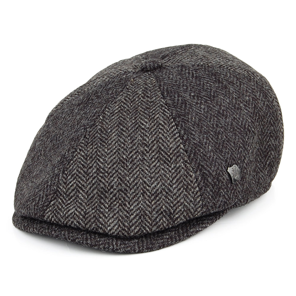 Casquette Gavroche en Laine à Chevrons Bicolore Hoxton gris-charbon FAILSWORTH