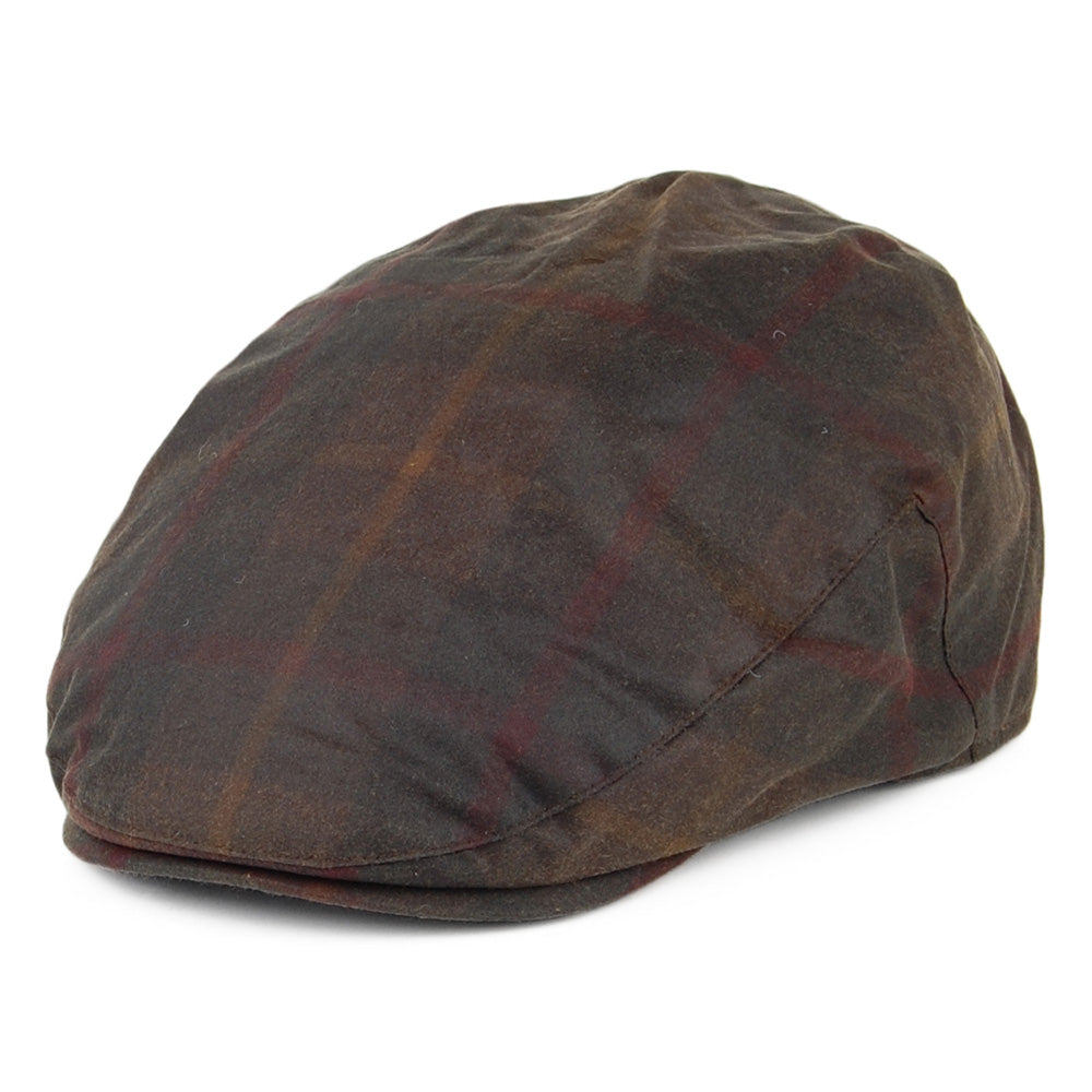 Casquette Plate en Coton Ciré à Carreaux mélange de marrons FAILSWORTH