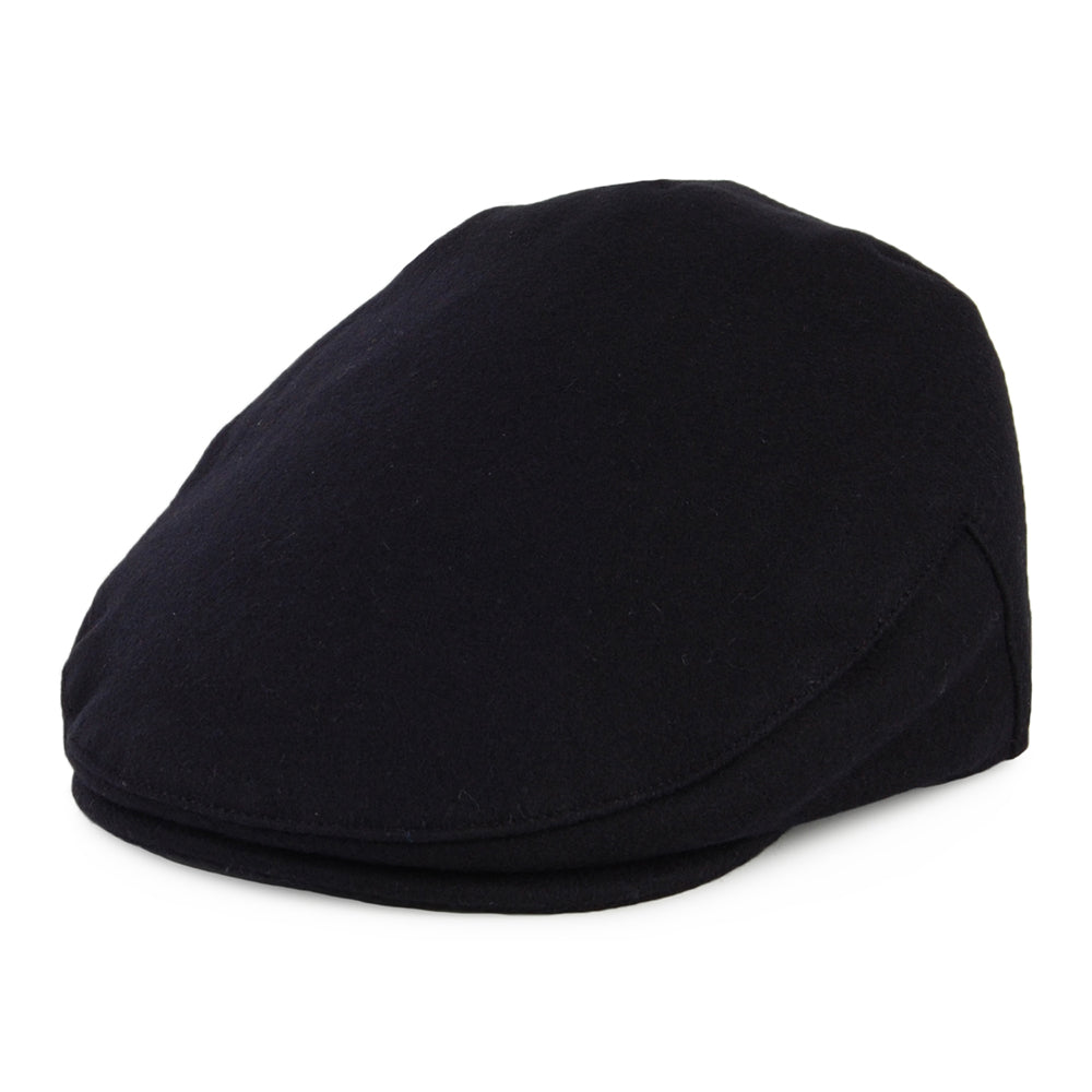 Casquette Plate en Laine Melton Balmoral bleu marine CHRISTYS