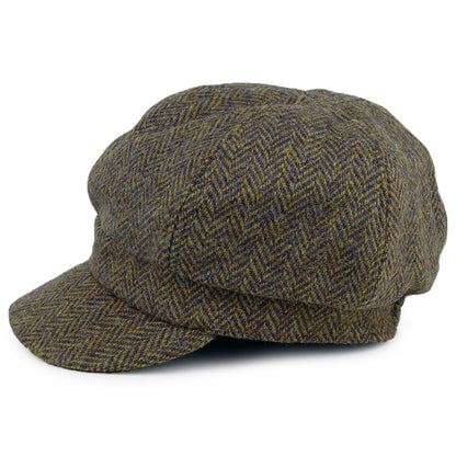 Casquette Gavroche en HARRIS TWEED à Chevrons Gabby olive et mix de couleurs FAILSWORTH