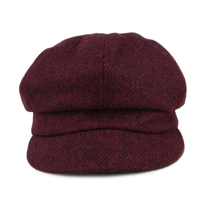 Casquette Gavroche en HARRIS TWEED à Chevrons Gabby bordeaux FAILSWORTH