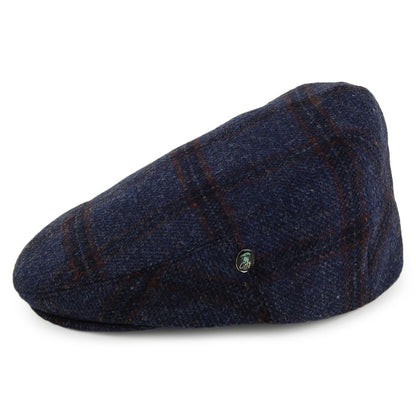 Casquette Plate en Laine Vierge Anglaise à Carreaux bleu CITY SPORT