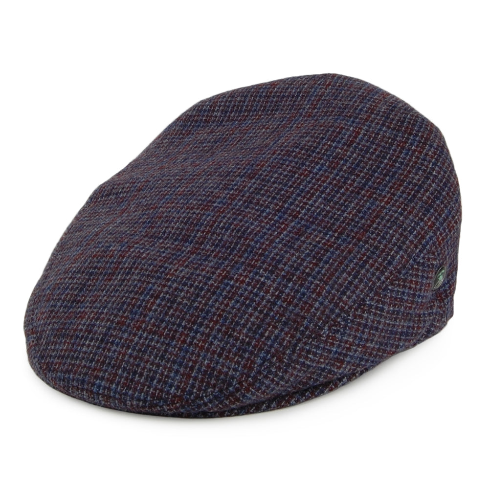 Casquette Plate en Laine Vierge à Micro Carreaux bleu-bordeaux CITY SPORT
