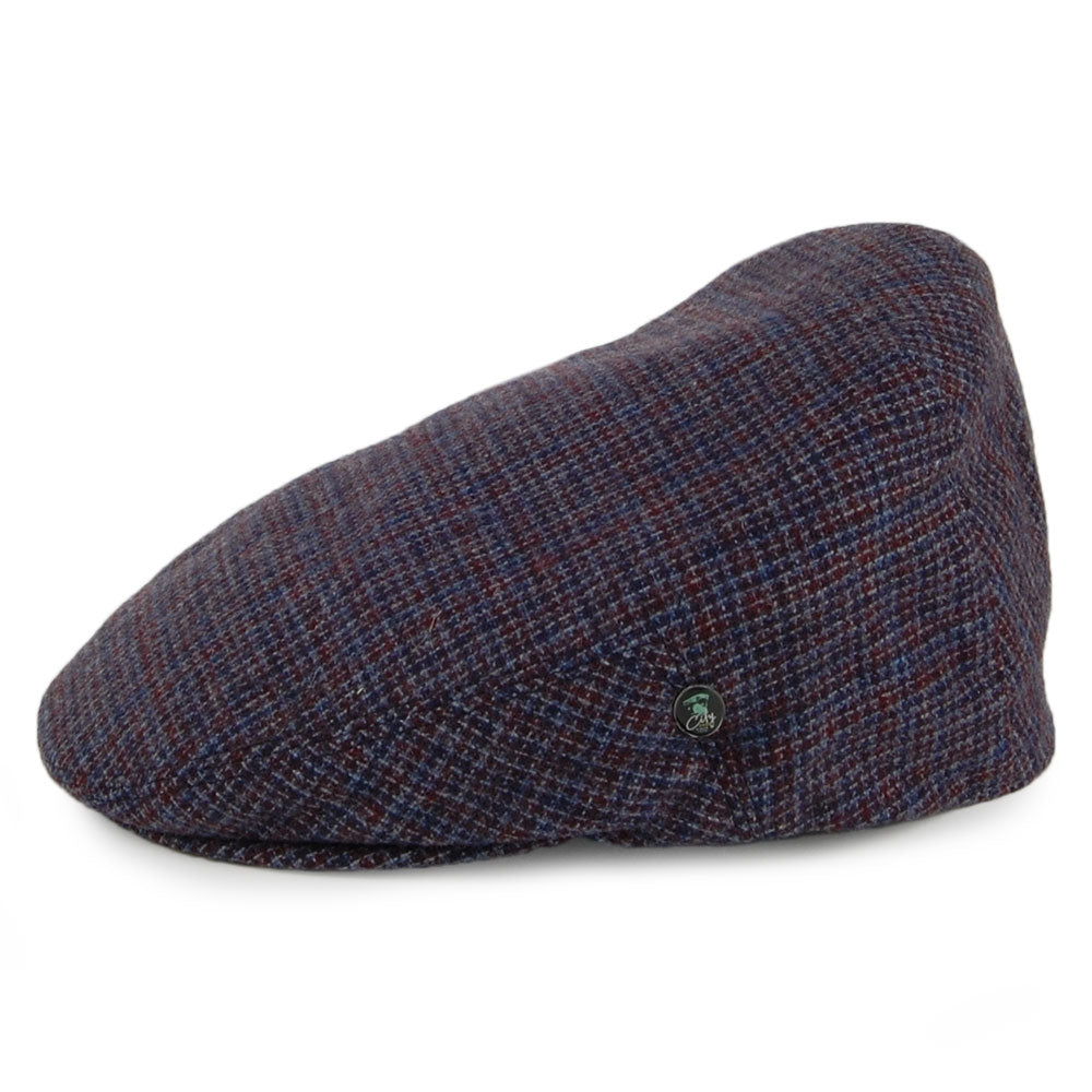 Casquette Plate en Laine Vierge à Micro Carreaux bleu-bordeaux CITY SPORT