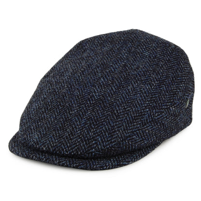 Casquette Plate en HARRIS TWEED à Visière Allongée bleu-noir CITY SPORT