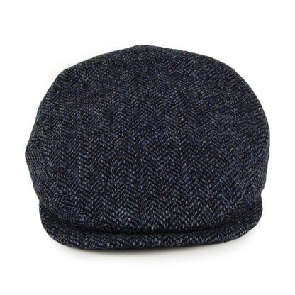 Casquette Plate en HARRIS TWEED à Visière Allongée bleu-noir CITY SPORT