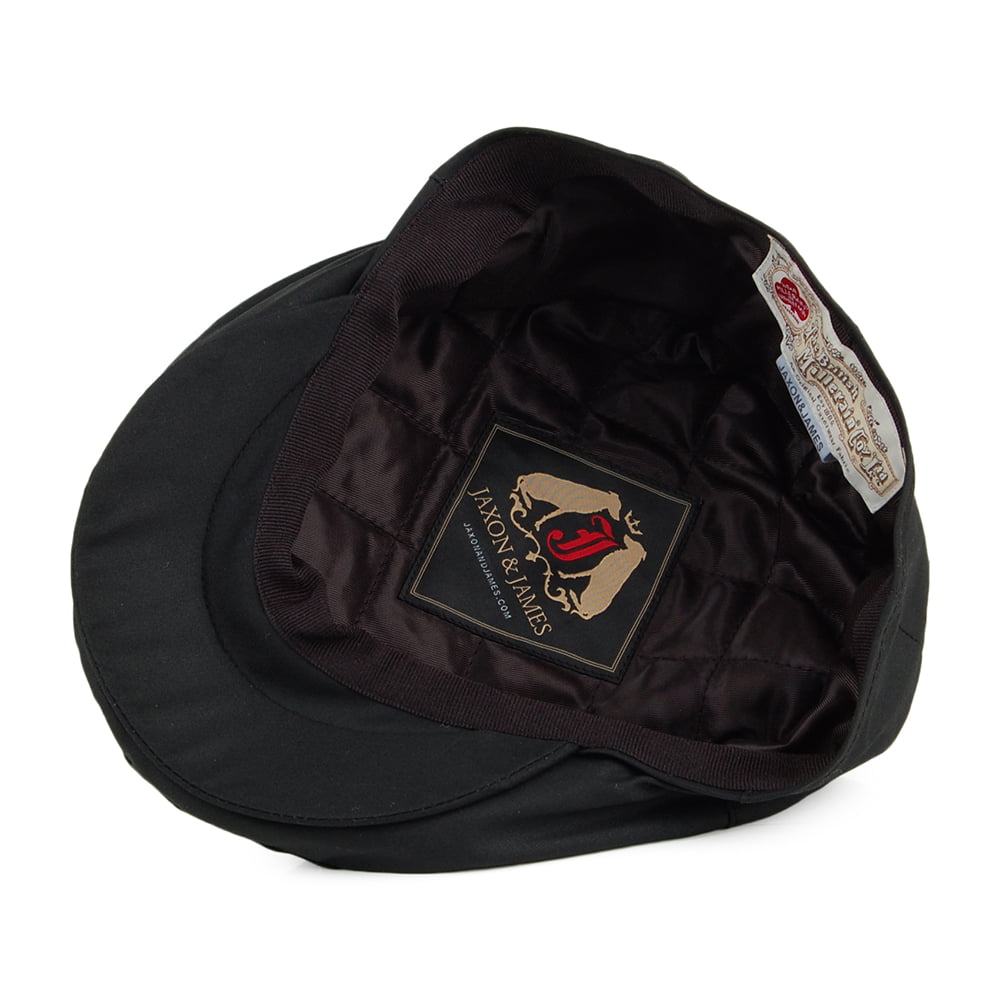 Casquette Plate en Coton Ciré British Millerain noir JAXON & JAMES