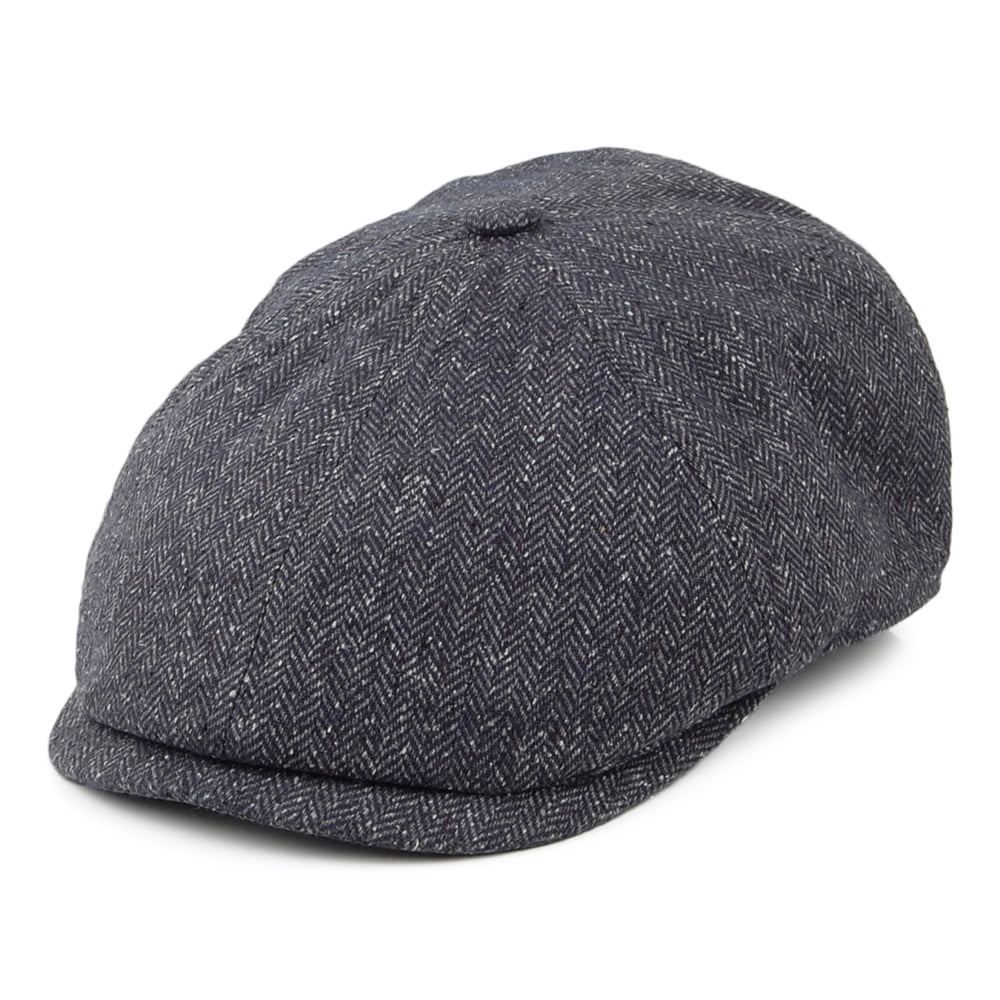 Casquette Gavroche en Soie Mélangée à Chevrons Hudson mélange de noirs FAILSWORTH