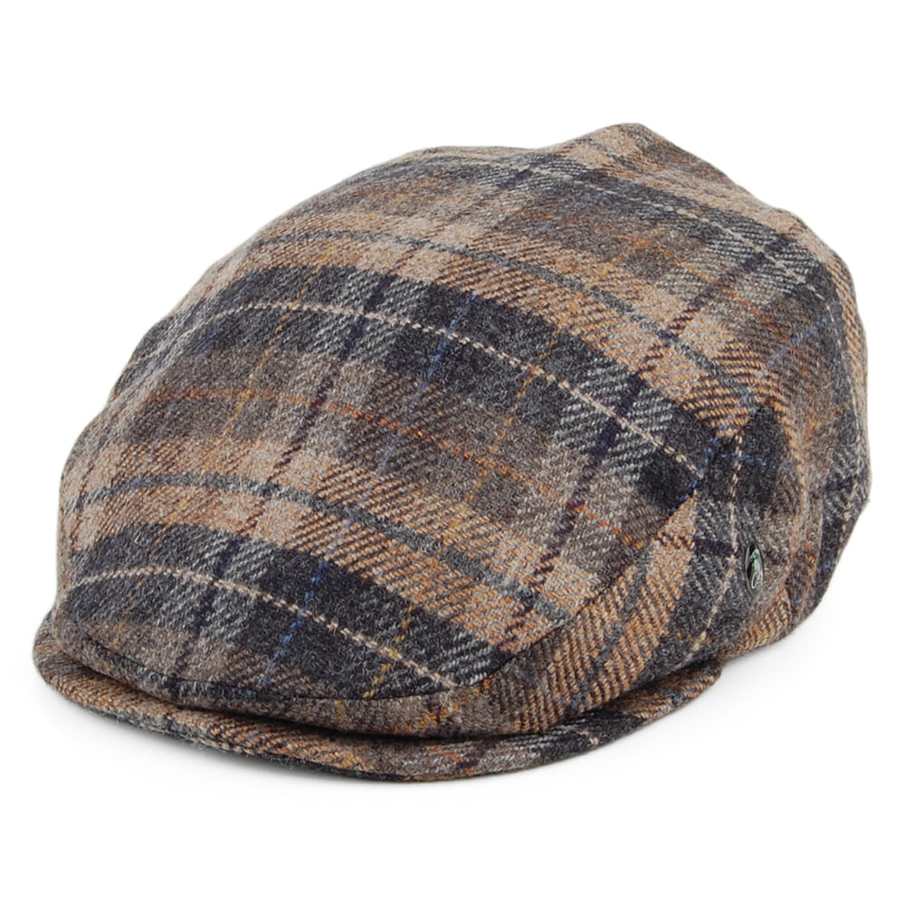 Casquette Plate en Laine et Cachemire à Carreaux noir-beige CITY SPORT