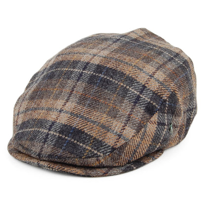 Casquette Plate en Laine et Cachemire à Carreaux noir-beige CITY SPORT