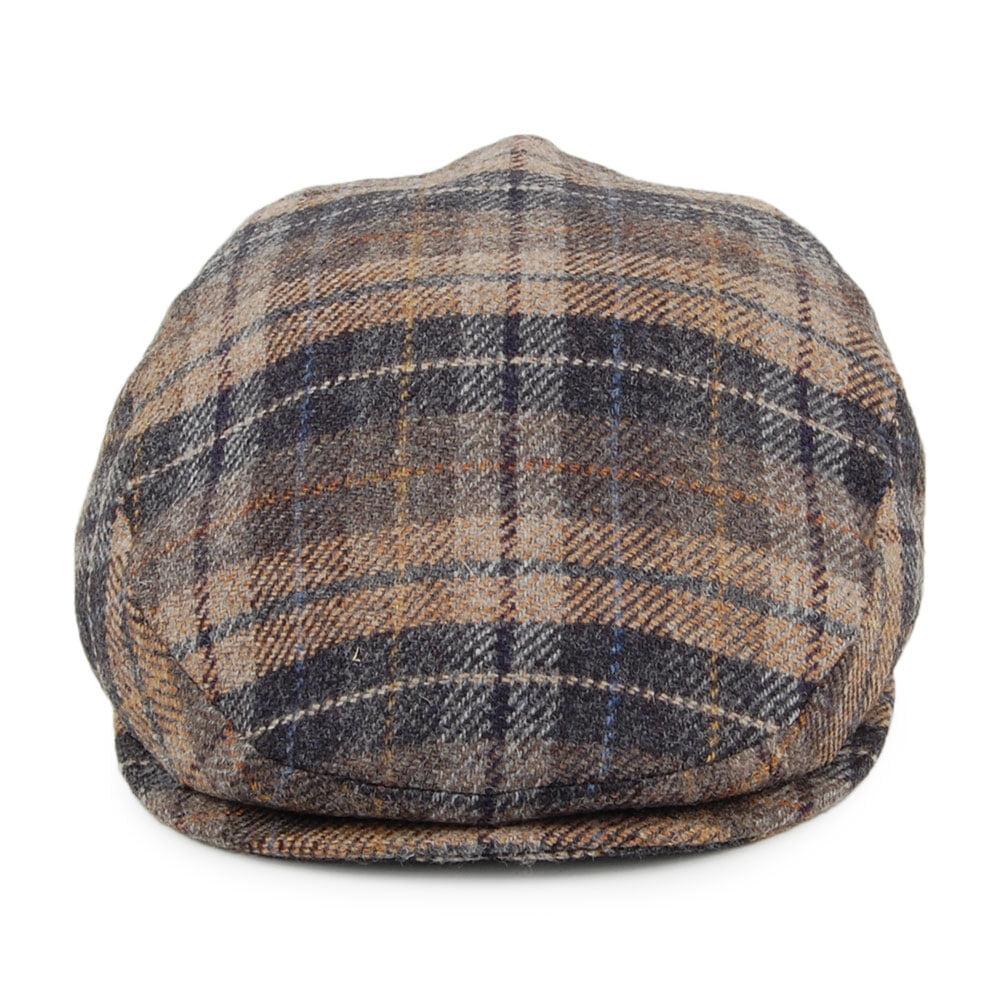 Casquette Plate en Laine et Cachemire à Carreaux noir-beige CITY SPORT