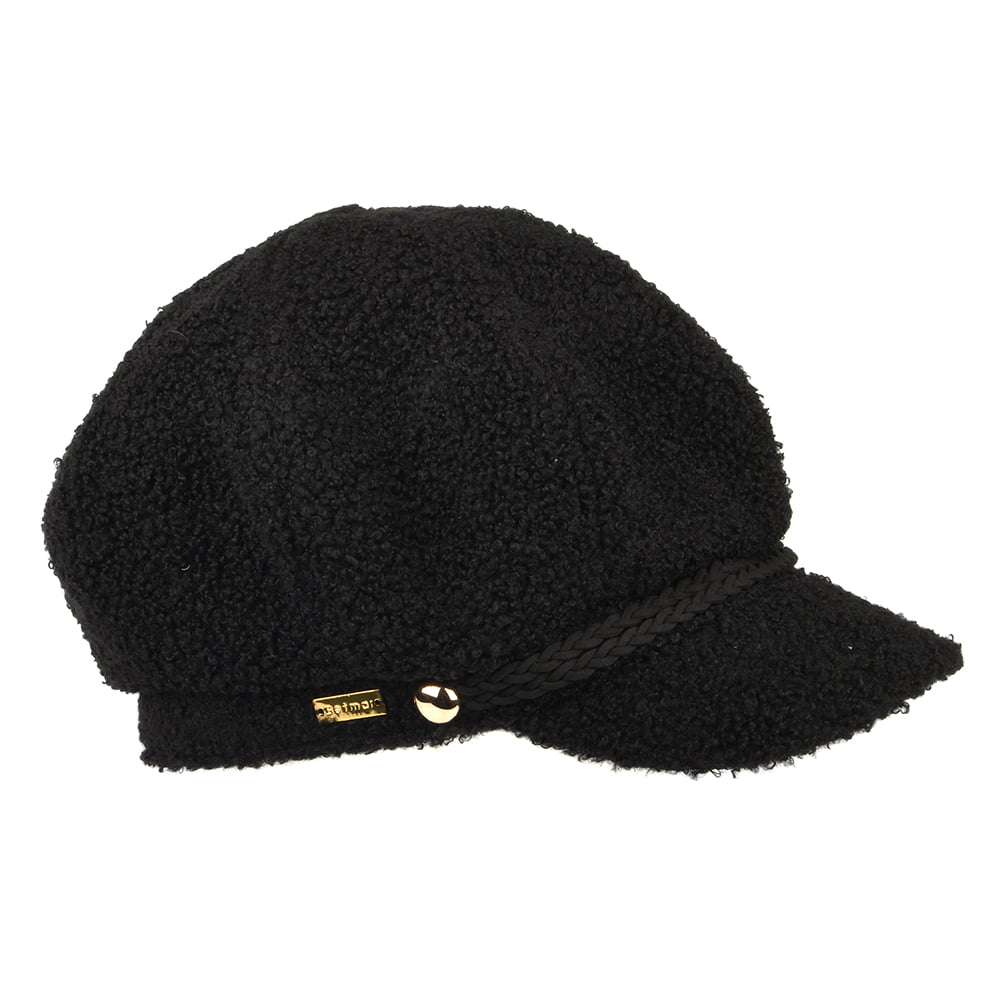 Casquette Gavroche en Fausse Fourrure Sherpa Lydie noir BETMAR