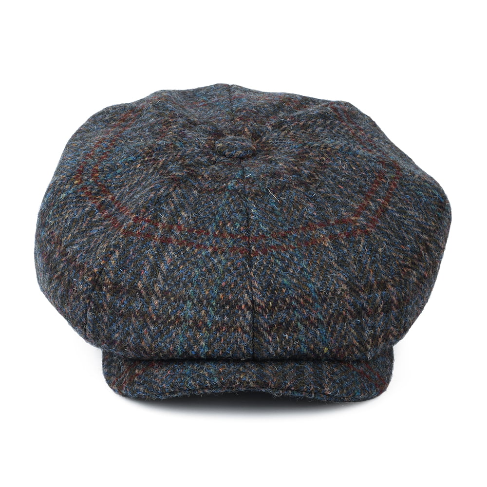 Casquette Gavroche en HARRIS TWEED Hatteras bleu-gris STETSON