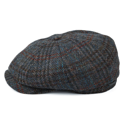 Casquette Gavroche en HARRIS TWEED Hatteras bleu-gris STETSON