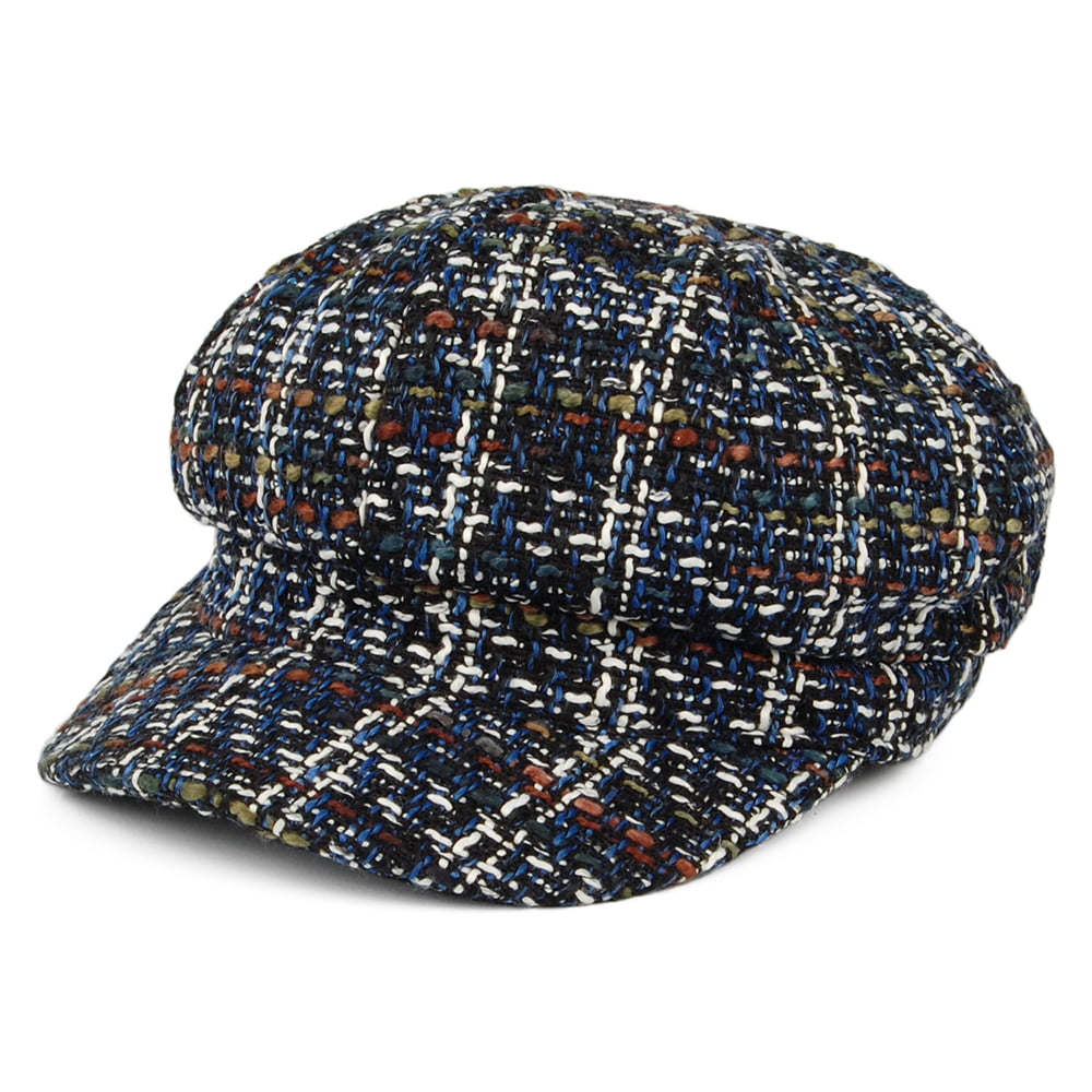 Casquette Gavroche en Tweed mélange de bleus WHITELEY